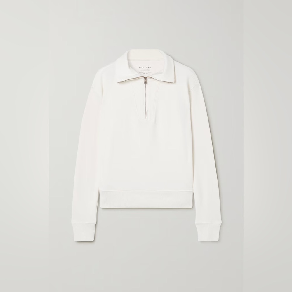 Nili Lotan Bentley Quarter Zip Sweatshirt - ecru